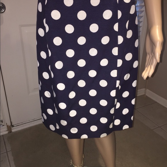VTG 80’s 90’s Navy Blue White Polka Party Dress - Picture 4 of 7